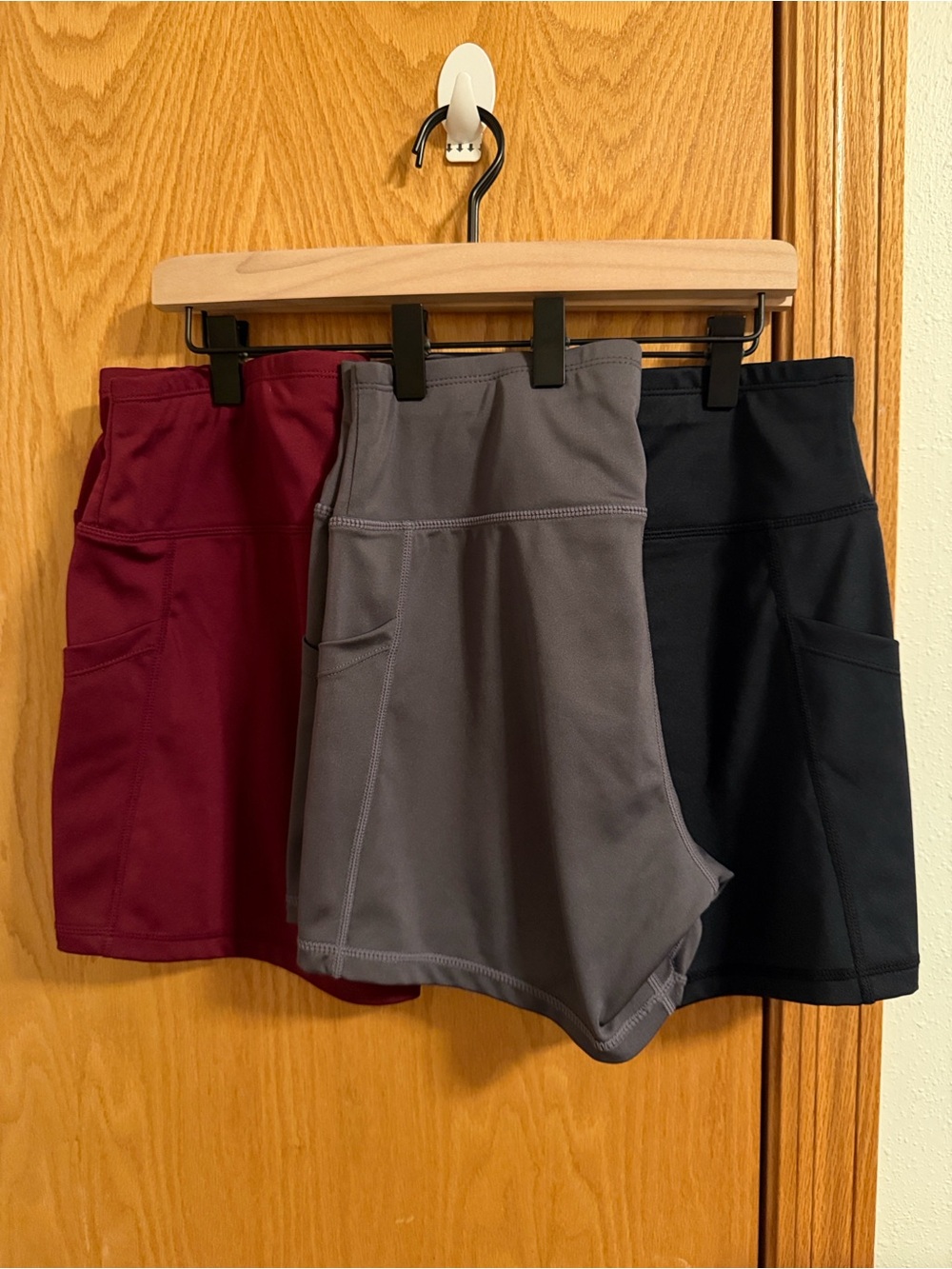 Amazon Women’s Bike Shorts with Side Pockets - Burgundy, Gray, Black